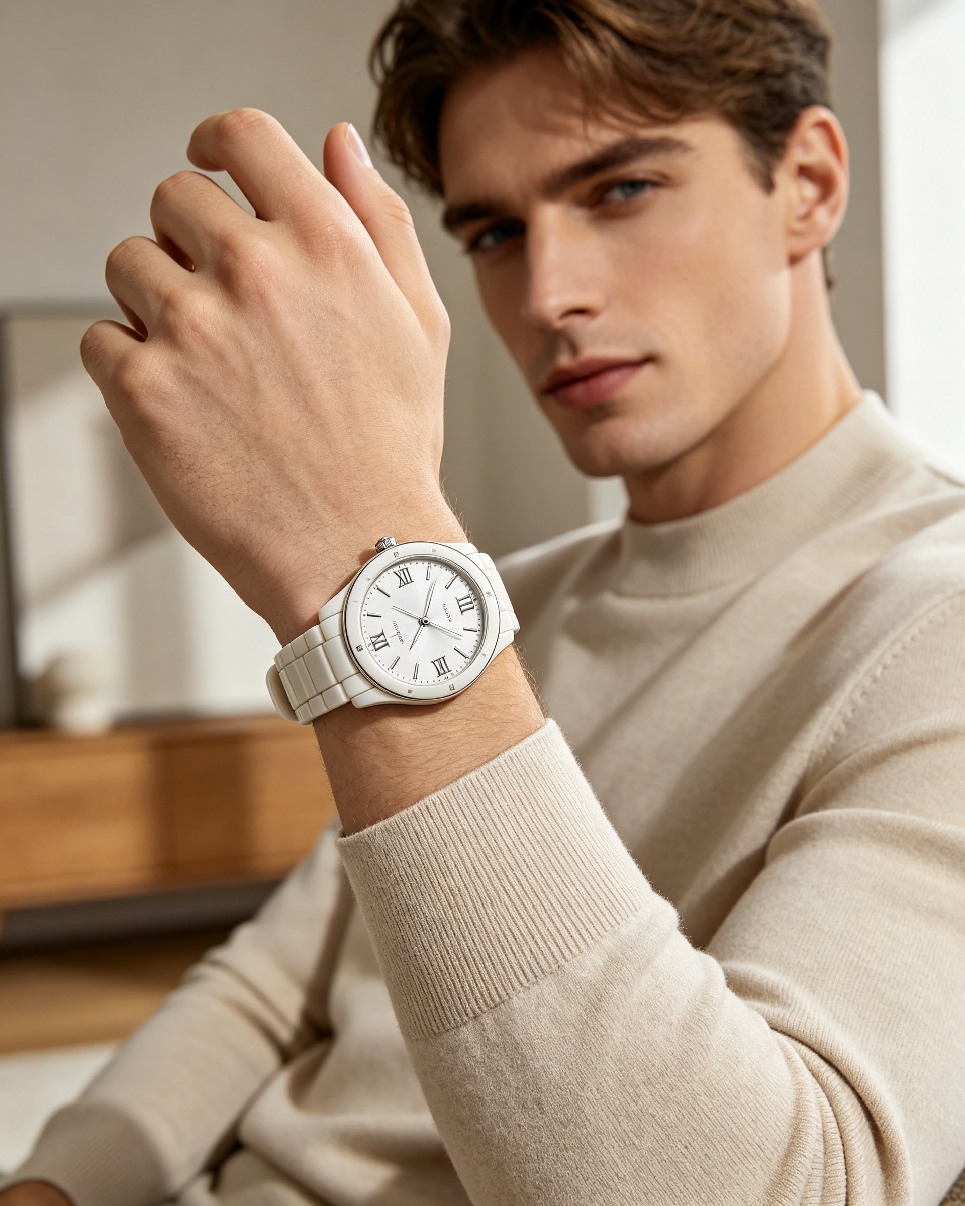 Minimal Neutral Dress Watch – Silver White
